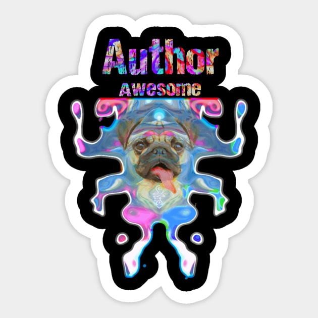 Author Awesome Pug Gift Funny Dog Ballerina In Space Sticker by Argosy